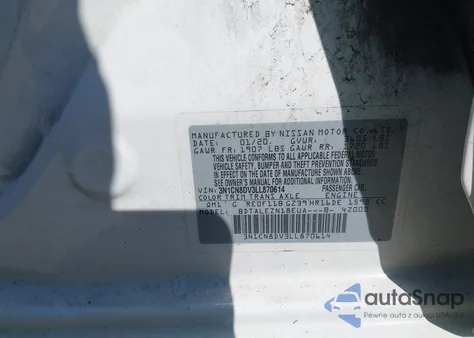 2020 Nissan Versa S Xtronic Cvt из США, поврежденный, VIN 3N1CN8DV3LL870614